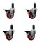 Service Caster 3.5'' Red Poly Swivel 1-1/4'' Expanding Stem Caster Set with Brake, 4PK SCC-EX20S3514-PPUB-RED-PLB-114-4 - alternate 1